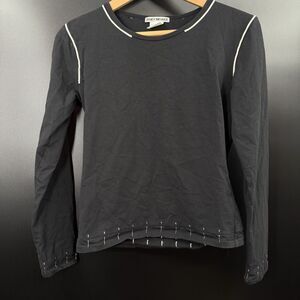 ISSEY MIYAKE Sz 3 Black Women's Long Sleeve T-Shirt Made in Japan Stitched